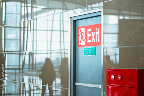 empty closed emergency exit door at airport