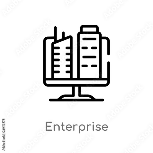 outline enterprise vector icon. isolated black simple line element illustration from marketing concept. editable vector stroke enterprise icon on white background