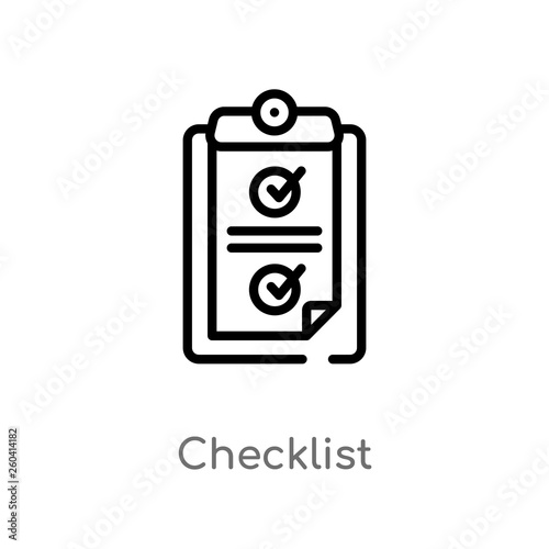 outline checklist vector icon. isolated black simple line element illustration from marketing concept. editable vector stroke checklist icon on white background