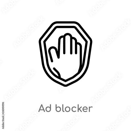 outline ad blocker vector icon. isolated black simple line element illustration from marketing concept. editable vector stroke ad blocker icon on white background