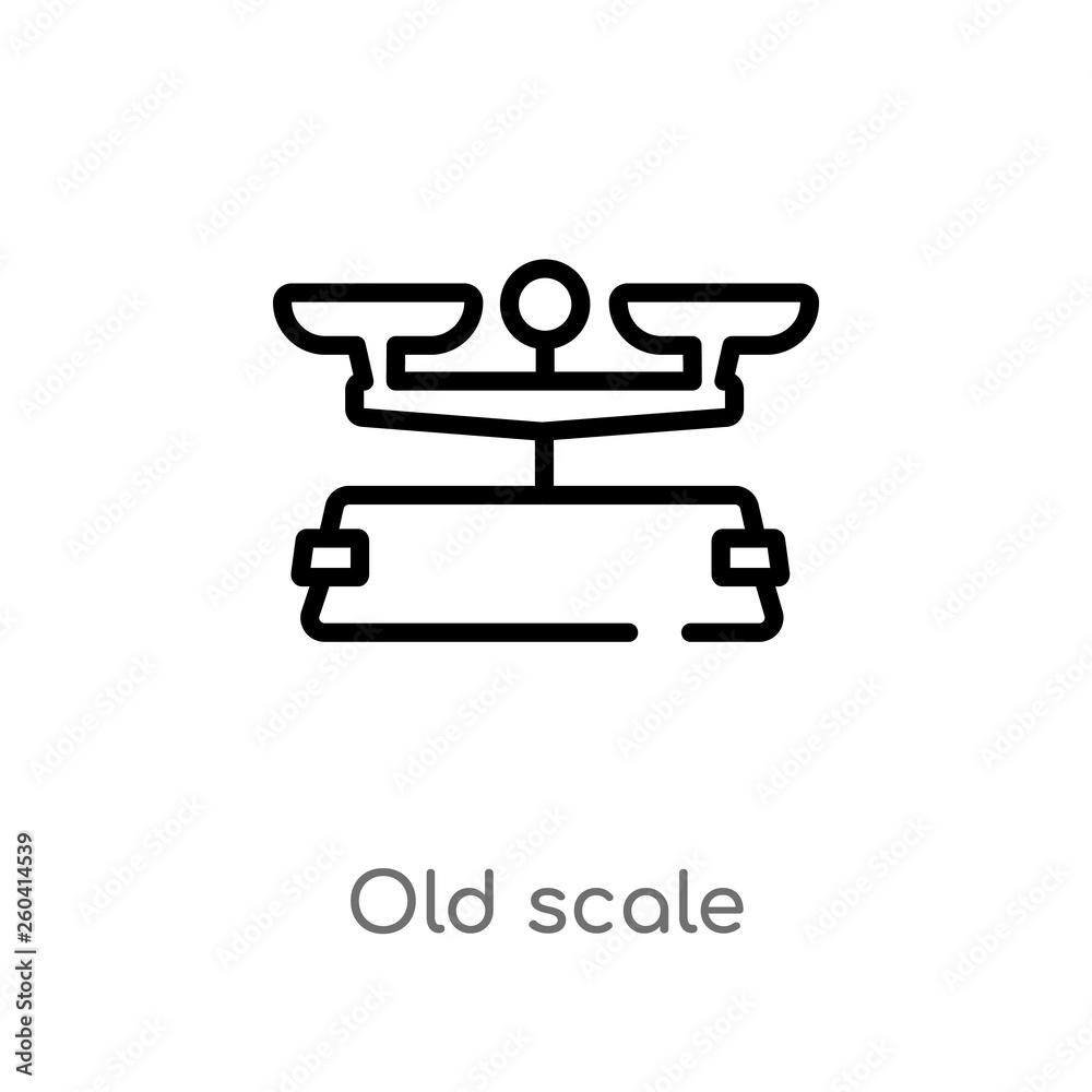 outline old scale vector icon. isolated black simple line element illustration from measurement concept. editable vector stroke old scale icon on white background outline old scale vector icon. isolated black simple line element illustration from measurement concept. editable vector stroke old scale icon on white background