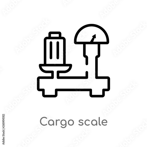 outline cargo scale vector icon. isolated black simple line element illustration from measurement concept. editable vector stroke cargo scale icon on white background