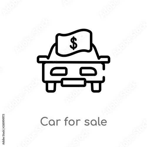 outline car for sale vector icon. isolated black simple line element illustration from mechanicons concept. editable vector stroke car for sale icon on white background photo