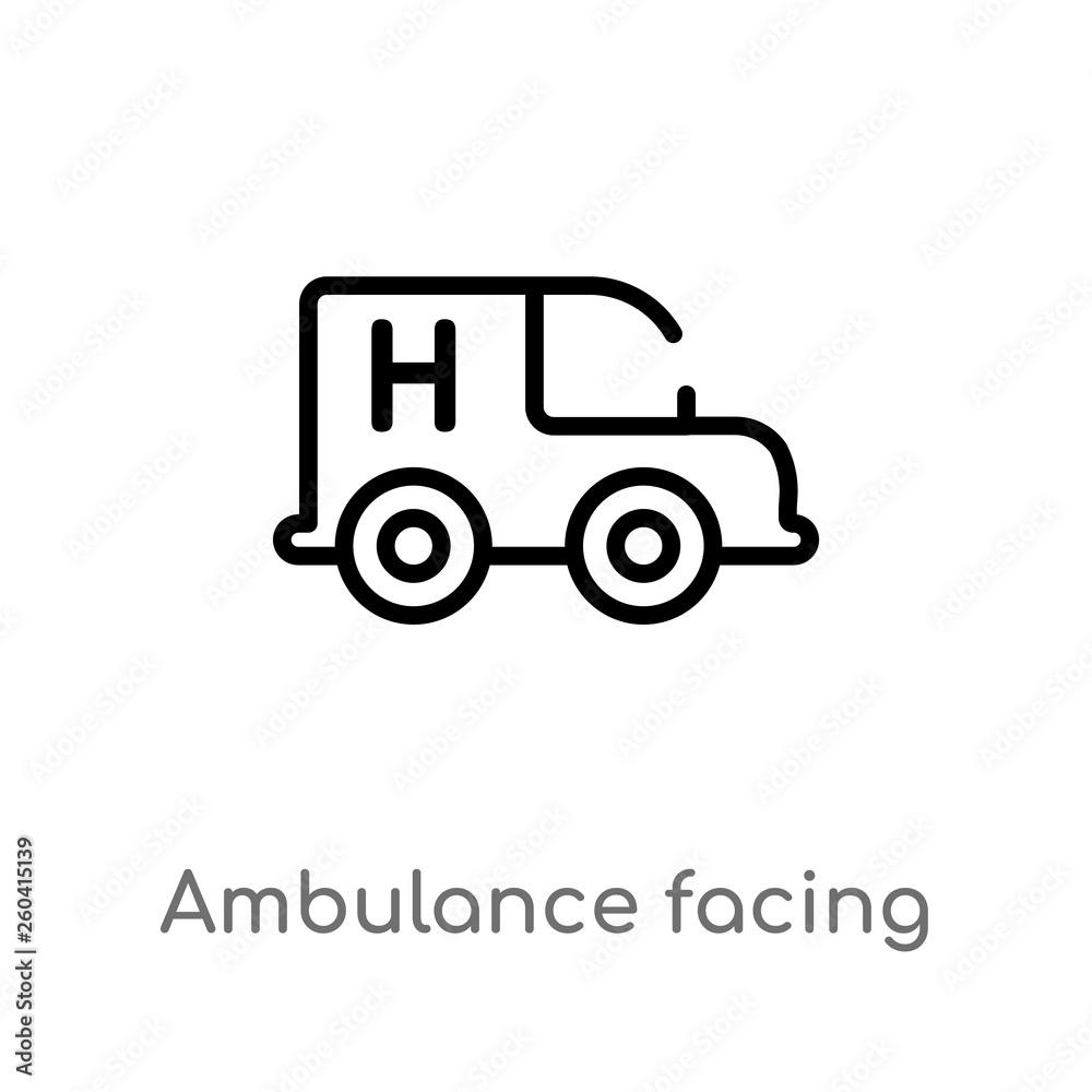 outline ambulance facing left vector icon. isolated black simple line element illustration from mechanicons concept. editable vector stroke ambulance facing left icon on white background