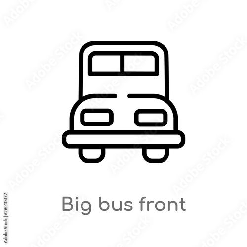 outline big bus front vector icon. isolated black simple line element illustration from mechanicons concept. editable vector stroke big bus front icon on white background