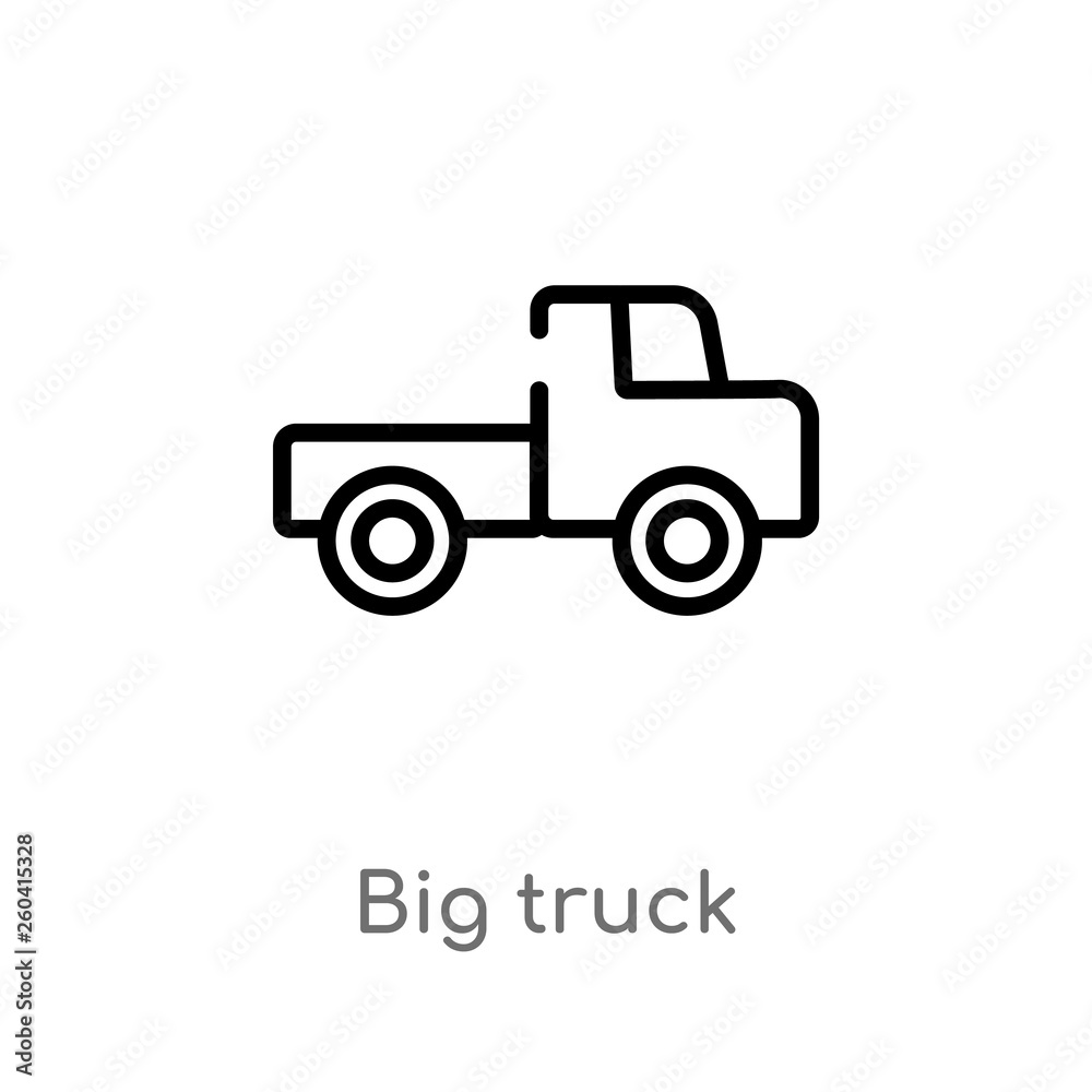 outline big truck vector icon. isolated black simple line element illustration from mechanicons concept. editable vector stroke big truck icon on white background
