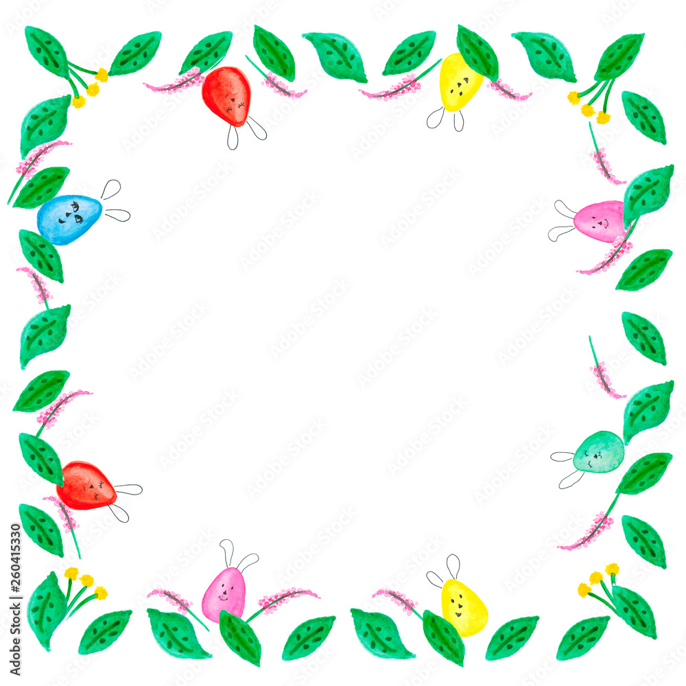 Easter, great design for any purposes. Watercolour decoration pattern. Green background. Easter banner. Holiday card. Art design. Easter holiday symbol.