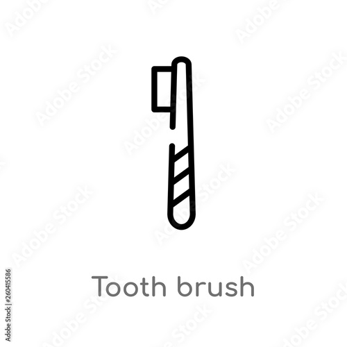 outline tooth brush vector icon. isolated black simple line element illustration from medical concept. editable vector stroke tooth brush icon on white background