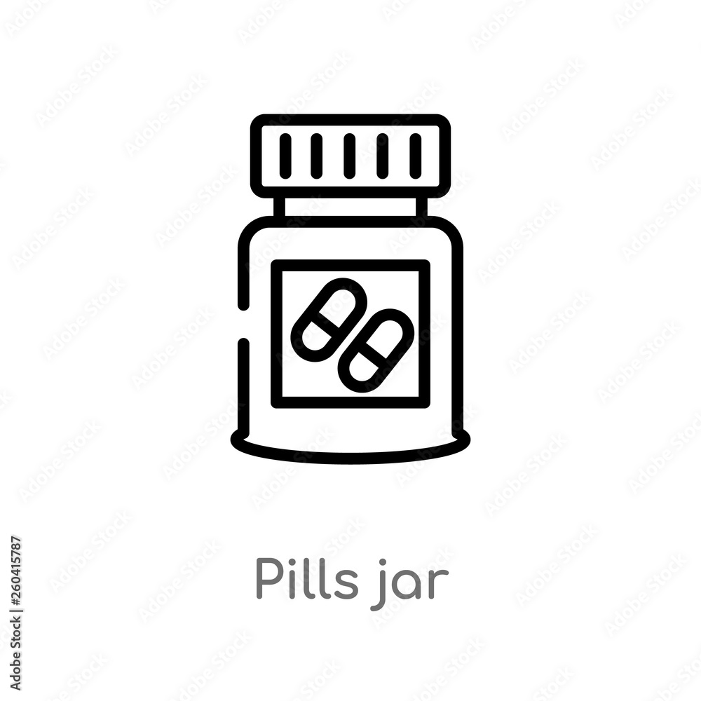 outline pills jar vector icon. isolated black simple line element illustration from medical concept. editable vector stroke pills jar icon on white background outline pills jar vector icon. isolated black simple line element illustration from medical concept. editable vector stroke pills jar icon on white background