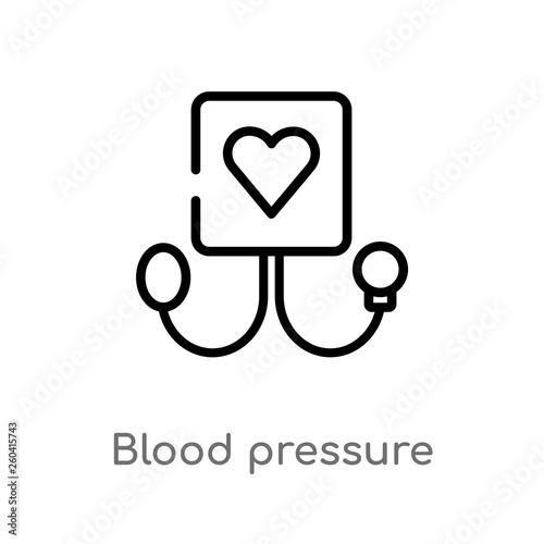 outline blood pressure vector icon. isolated black simple line element illustration from medical concept. editable vector stroke blood pressure icon on white background