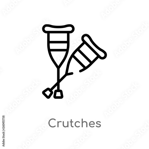outline crutches vector icon. isolated black simple line element illustration from medical concept. editable vector stroke crutches icon on white background