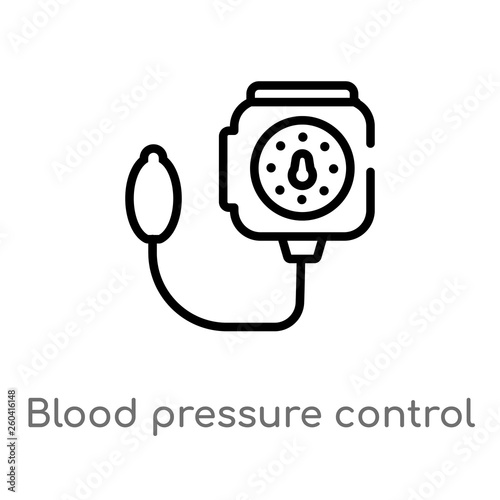 outline blood pressure control tool vector icon. isolated black simple line element illustration from medical concept. editable vector stroke blood pressure control tool icon on white background