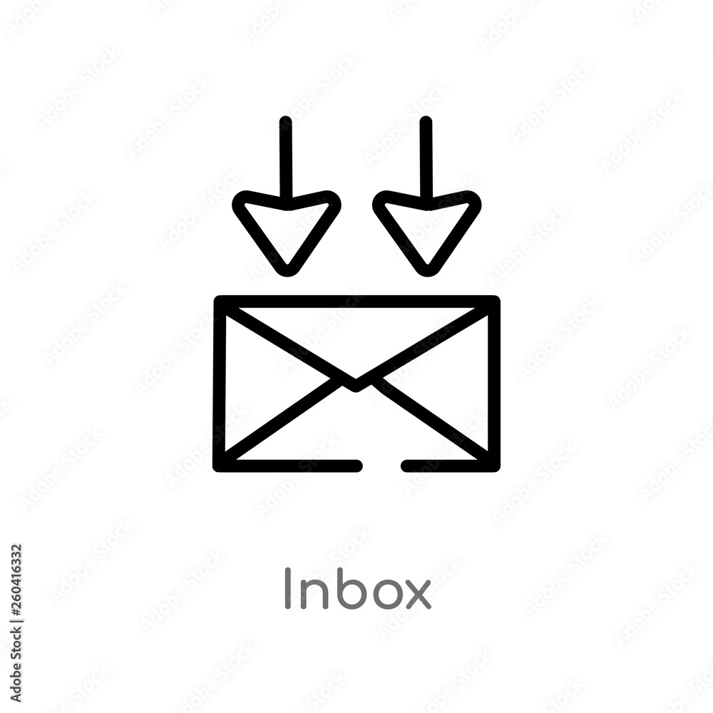 outline inbox vector icon. isolated black simple line element illustration from message concept. editable vector stroke inbox icon on white background outline inbox vector icon. isolated black simple line element illustration from message concept. editable vector stroke inbox icon on white background