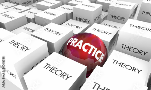 Картината върху платно Theory Vs Practice Idea Application Real World 3d Illustration