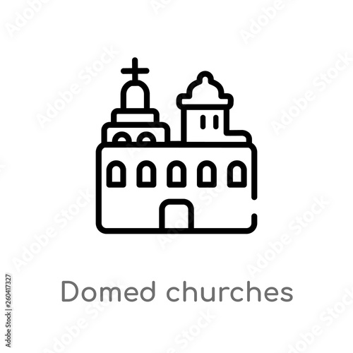 outline domed churches vector icon. isolated black simple line element illustration from monuments concept. editable vector stroke domed churches icon on white background