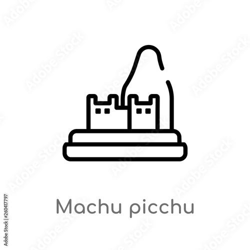 outline machu picchu vector icon. isolated black simple line element illustration from monuments concept. editable vector stroke machu picchu icon on white background