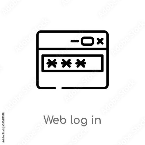 outline web log in vector icon. isolated black simple line element illustration from multimedia concept. editable vector stroke web log in icon on white background