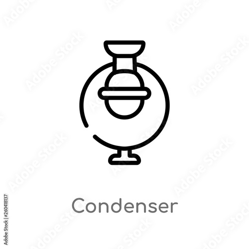 outline condenser vector icon. isolated black simple line element illustration from multimedia concept. editable vector stroke condenser icon on white background