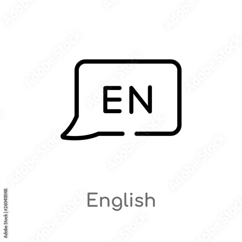 outline english vector icon. isolated black simple line element illustration from multimedia concept. editable vector stroke english icon on white background