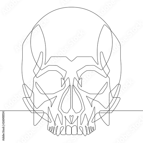 Human Skull One Continuous Line Vector Graphic Illustration