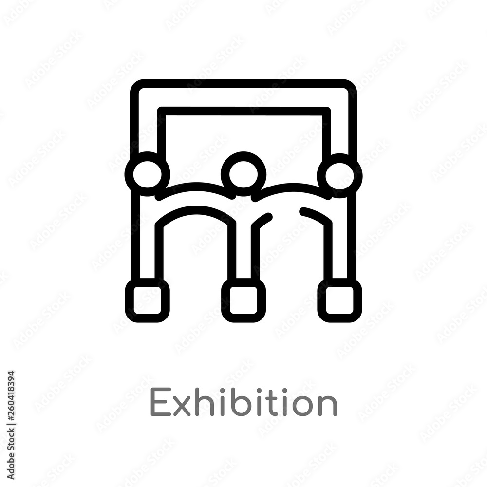 outline exhibition vector icon. isolated black simple line element illustration from museum concept. editable vector stroke exhibition icon on white background outline exhibition vector icon. isolated black simple line element illustration from museum concept. editable vector stroke exhibition icon on white background