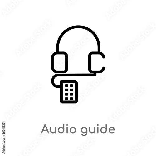 outline audio guide vector icon. isolated black simple line element illustration from museum concept. editable vector stroke audio guide icon on white background