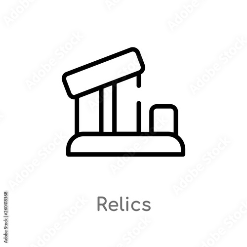 outline relics vector icon. isolated black simple line element illustration from museum concept. editable vector stroke relics icon on white background