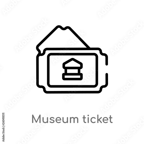 outline museum ticket vector icon. isolated black simple line element illustration from museum concept. editable vector stroke museum ticket icon on white background