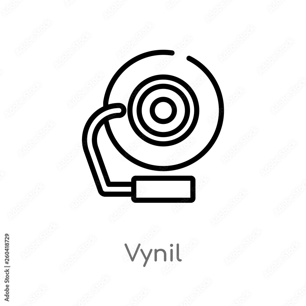outline vynil vector icon. isolated black simple line element illustration from music concept. editable vector stroke vynil icon on white background outline vynil vector icon. isolated black simple line element illustration from music concept. editable vector stroke vynil icon on white background