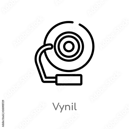 outline vynil vector icon. isolated black simple line element illustration from music concept. editable vector stroke vynil icon on white background