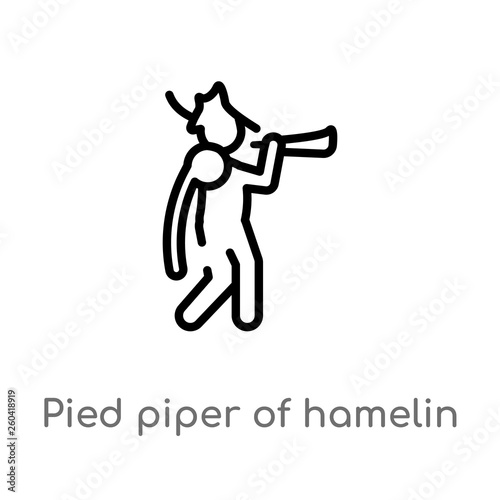 outline pied piper of hamelin vector icon. isolated black simple line element illustration from music concept. editable vector stroke pied piper of hamelin icon on white background