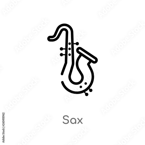 outline sax vector icon. isolated black simple line element illustration from music concept. editable vector stroke sax icon on white background