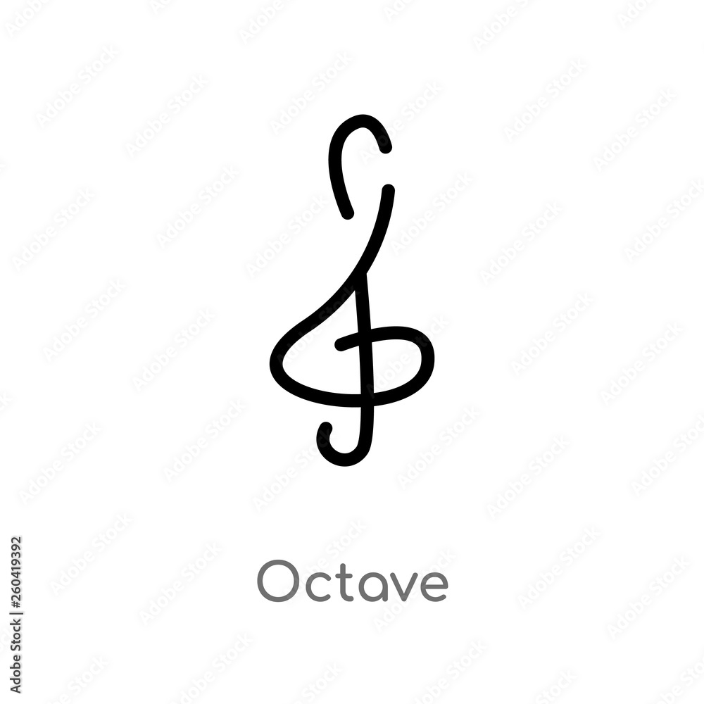 Obraz premium outline octave vector icon. isolated black simple line element illustration from music and media concept. editable vector stroke octave icon on white background