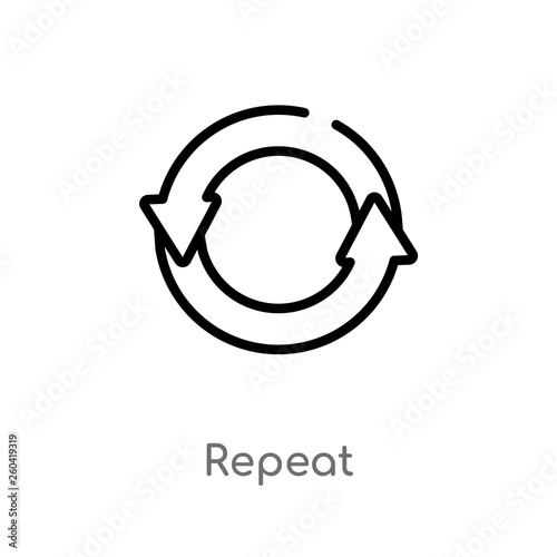 outline repeat vector icon. isolated black simple line element illustration from music and media concept. editable vector stroke repeat icon on white background