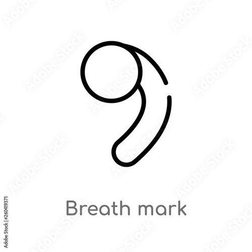 outline breath mark vector icon. isolated black simple line element illustration from music and media concept. editable vector stroke breath mark icon on white background