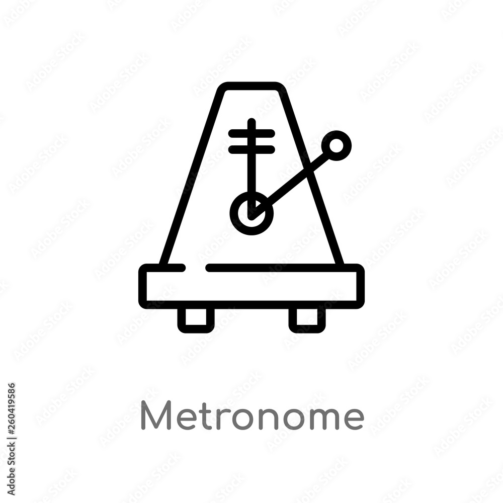 outline metronome vector icon. isolated black simple line element illustration from music concept. editable vector stroke metronome icon on white background