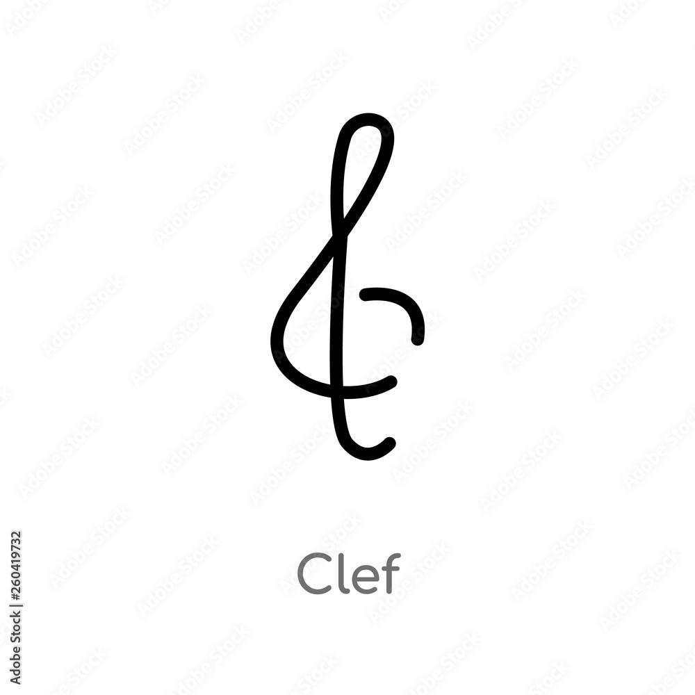 outline clef vector icon. isolated black simple line element illustration from music concept. editable vector stroke clef icon on white background outline clef vector icon. isolated black simple line element illustration from music concept. editable vector stroke clef icon on white background