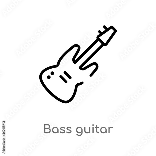 outline bass guitar vector icon. isolated black simple line element illustration from music concept. editable vector stroke bass guitar icon on white background