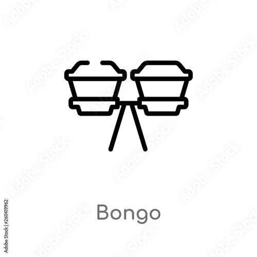 outline bongo vector icon. isolated black simple line element illustration from music concept. editable vector stroke bongo icon on white background