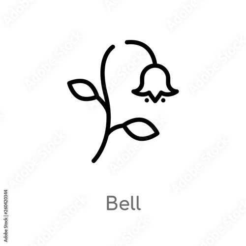 outline bell vector icon. isolated black simple line element illustration from nature concept. editable vector stroke bell icon on white background