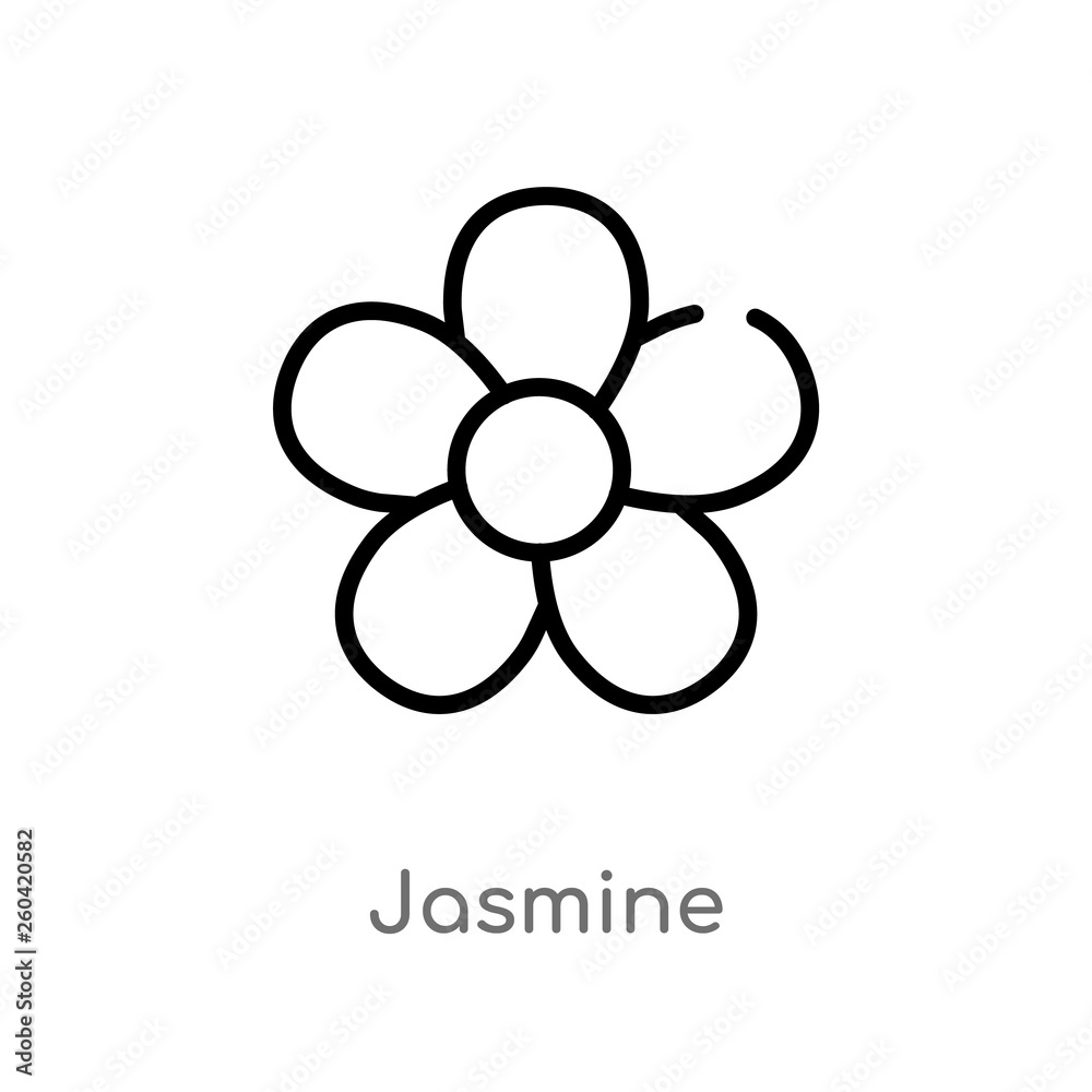 outline jasmine vector icon. isolated black simple line element illustration from nature concept. editable vector stroke jasmine icon on white background outline jasmine vector icon. isolated black simple line element illustration from nature concept. editable vector stroke jasmine icon on white background