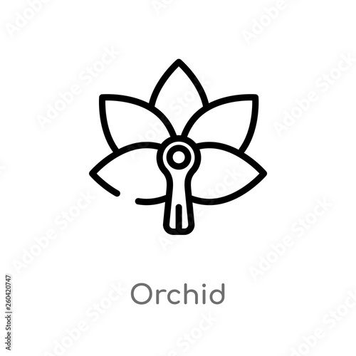 outline orchid vector icon. isolated black simple line element illustration from nature concept. editable vector stroke orchid icon on white background