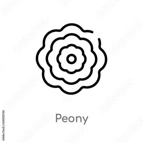 outline peony vector icon. isolated black simple line element illustration from nature concept. editable vector stroke peony icon on white background