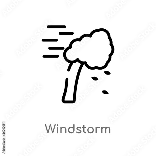 outline windstorm vector icon. isolated black simple line element illustration from nature concept. editable vector stroke windstorm icon on white background