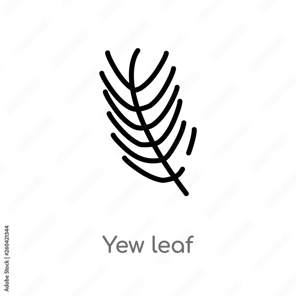 outline yew leaf vector icon. isolated black simple line element illustration from nature concept. editable vector stroke yew leaf icon on white background