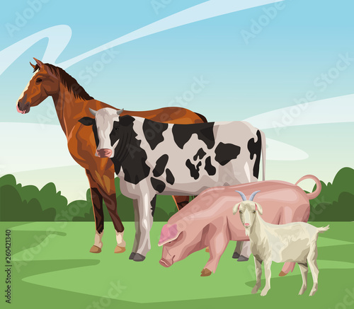 horse cow pig and goat