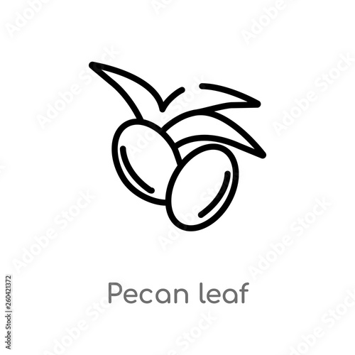outline pecan leaf vector icon. isolated black simple line element illustration from nature concept. editable vector stroke pecan leaf icon on white background
