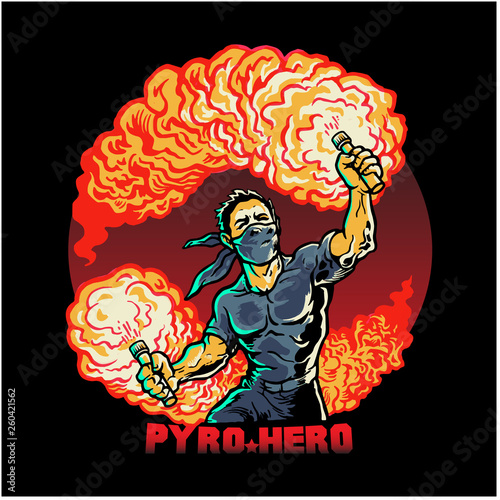 Ultras Football Fan Having Fun Holding Pyros in Hands