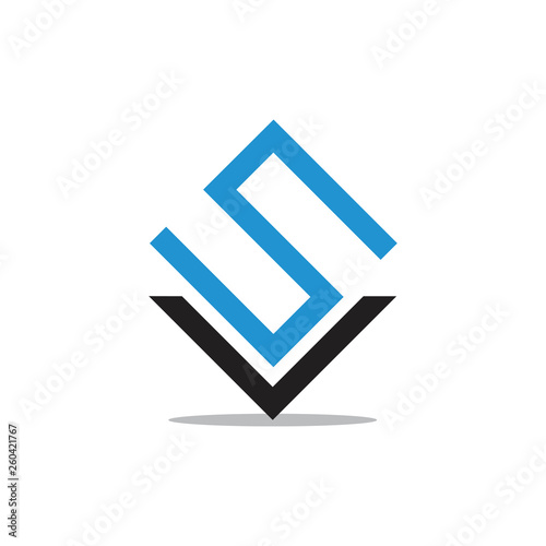 abstract letters sv geometric line logo vector