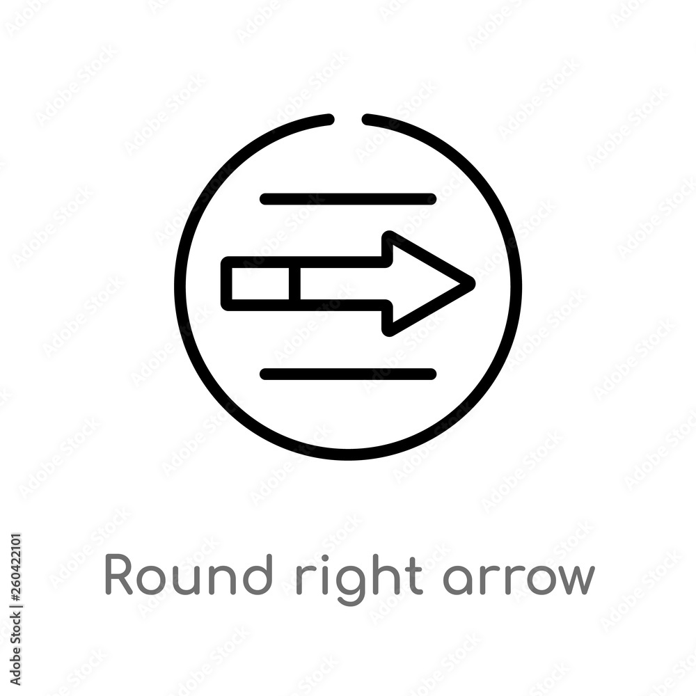 outline round right arrow vector icon. isolated black simple line element illustration from user interface concept. editable vector stroke round right arrow icon on white background outline round right arrow vector icon. isolated black simple line element illustration from user interface concept. editable vector stroke round right arrow icon on white background